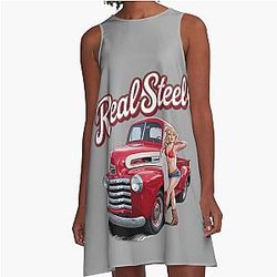 Real Steel - OldSCool Hot Rod Automobile American A-Line Dress