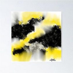 Real Steel Abstract Poster with Yellow, Black and Grey Design