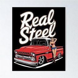 Real Steel Hot Rod Oldschool Automobile Smokin' American Poster