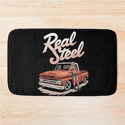 Real Steel Hot Rod Oldschool Automotive Smokin' Hot Rod American Oldschool Bath Mat