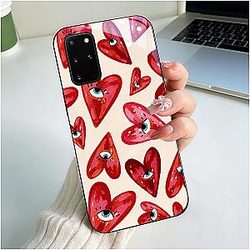 Branwen for Samsung Galaxy S20 Plus Case 6.7 inch Red Eye Heart & Cream Pattern Glossy Smooth Hard Finish case, Bold Mysterious Vibrant Style Art Fans