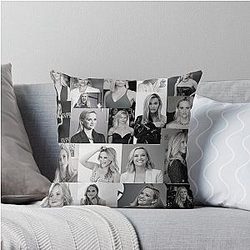 Reese Witherspoon American actress Black and White Aesthetic Collage 5 Throw Pillow