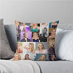 Reese Witherspoon American actress in a beautiful collage of colorful square photos throw pillow.