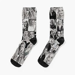 Reese Witherspoon American Actress Black and White Aesthetic Collage 2 Socks