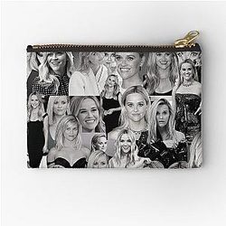 Reese Witherspoon American Actress Black and White Aesthetic Collage - Zipper Pouch