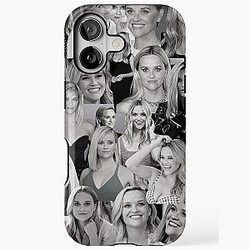 Reese Witherspoon American Actress Black & White Aesthetic Collage iPhone Tough Case