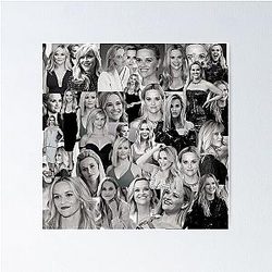 Reese Witherspoon American Actress Black and White Aesthetic Collage 2 Poster