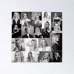 Reese Witherspoon American actress Square Photos Black and White Aesthetic Collage 5 Poster