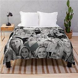 Reese Witherspoon American actress Black and White Aesthetic Collage Throw Blanket