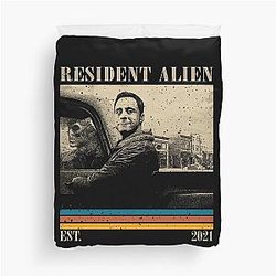Retro Resident Alien Duvet Cover