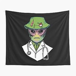 Resident Alien Drawing with Magnifying Glass Tapestry