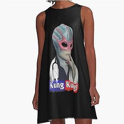 Resident Alien Graphic Perfect Christmas Fan A-Line Dress