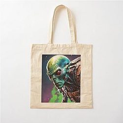 Resident Alien War Theme Cotton Tote Bag