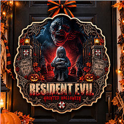Haunted PTTT1709  Resident Evil Halloween Wooden Door Sign