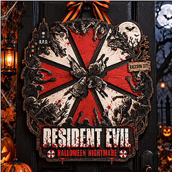 Umbrella Corp PTTT1709  Resident Evil Halloween Wooden Door Sign