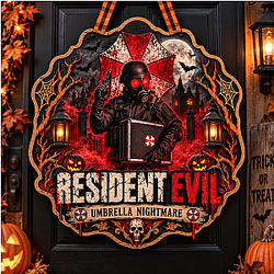 Umbrella Nightmare PTTT1709  Resident Evil Halloween Wooden Door Sign