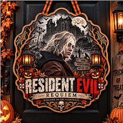 Requiem PTTT1709  Resident Evil Halloween Wooden Door Sign