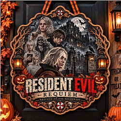 Requiem PTTT1709  Resident Evil Halloween Wooden Door Sign