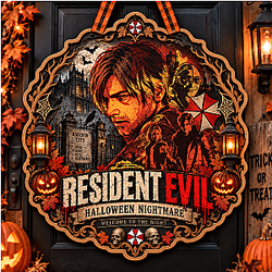 PTTT1709 Themed  Resident Evil Halloween Wooden Door Sign