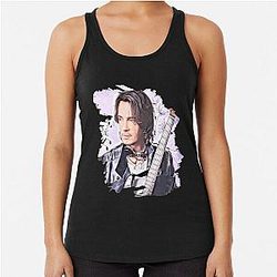 Rick Springfield Purple Music Notes Racerback Tank Top