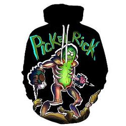 Pickle Rick 3D Black Hoodie