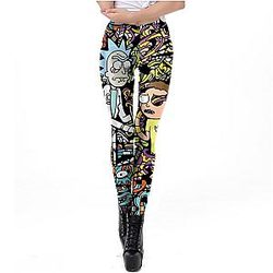 Cartoon Printed Leggings Women Rick And Morty