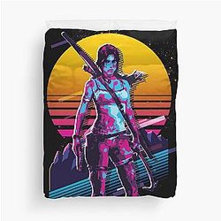 Tomb Raider Lara Croft 80s Retro Duvet Cover