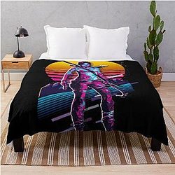 Tomb Raider Lara Croft 80s Retro Throw Blanket