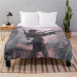 Tibetan Foothills Lara Croft: Tomb Raider Fanart by Elliot Sontot Throw Blanket