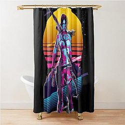 Tomb Raider - Lara Croft 80s Retro Shower Curtain