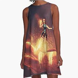 Game Over Lara Croft Tomb Raider A-Line Dress