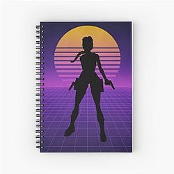 Retro Synthwave Lara Croft Classic Spiral Notebook