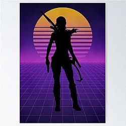 Retro Synthwave Tomb Raider Lara Croft Modern Silhouette Poster