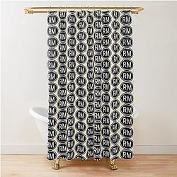 RM Initials Monogram Oval White Shower Curtain