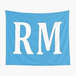 RM Initials Elegant White Letters Tapestry