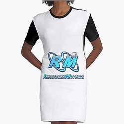RM Logo White Theme Graphic T-Shirt Dress