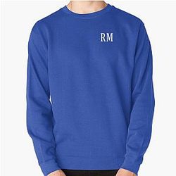 RM Monograma Branco Letras Elegante Pullover Camiseta