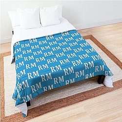 RM Initials Monogram Elegant White Comforter