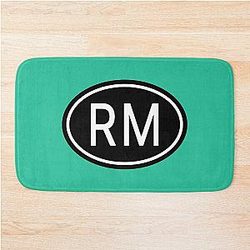 RM Initials Oval White Bath Mat