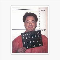 Robert Downey Jr. Mugshot Sticker
