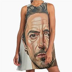 The Genius Architect: Robert Downey Jr. Masterful Portrait A-Line Dress