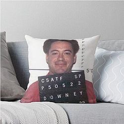 Robert Downey Jr. Mugshot Throw Pillow