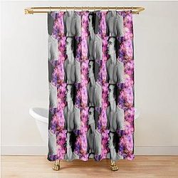 B&W digital portrait of Robert Sheehan Shower Curtain