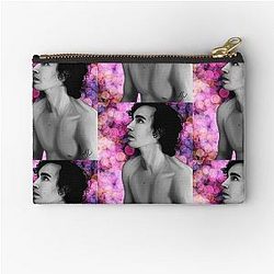 B&W digital portrait of Robert Sheehan Zipper Pouch