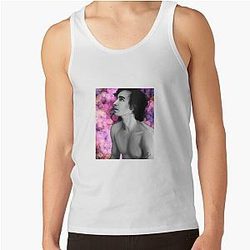 B & W digital portrait of Robert Sheehan in a tank top