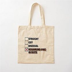Rosamund Pike In Suits Cotton Tote Bag
