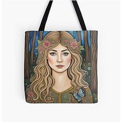 Rosamund Pike in the woods All Over Print Tote Bag