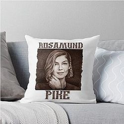 Rosamund Pike hand drawing graphic design illustration by Ironpalette Throw Pillow