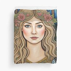 Rosamund Pike in the woods Duvet Cover