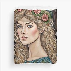Rosamund Pike in the woods Duvet Cover